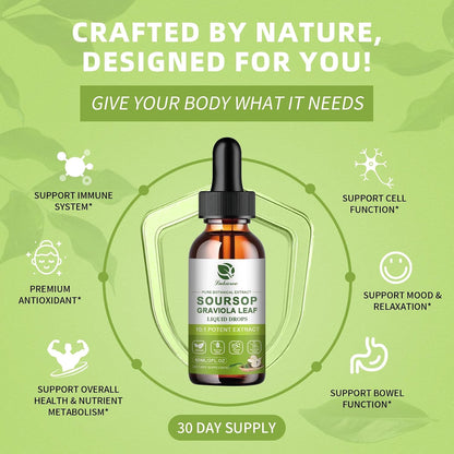 Lukaree Pure Soursop Graviola Leaf Extract for Immunity, Gut Health & Natural Energy Support – Soursop Bitters Liquid with Cold Extract – Vegan | Gluten-Free | 2 Fl Oz