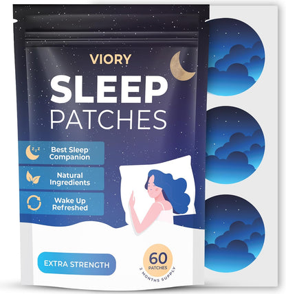 VIORY Sleep Patches for Adults Extra Strength | Easy-to-Apply Sleep Patch | With Melatonin & Valerian, Relax & Wake Up Refreshed, Long-Lasting Night Comfort For Men & Women, 60 Patches