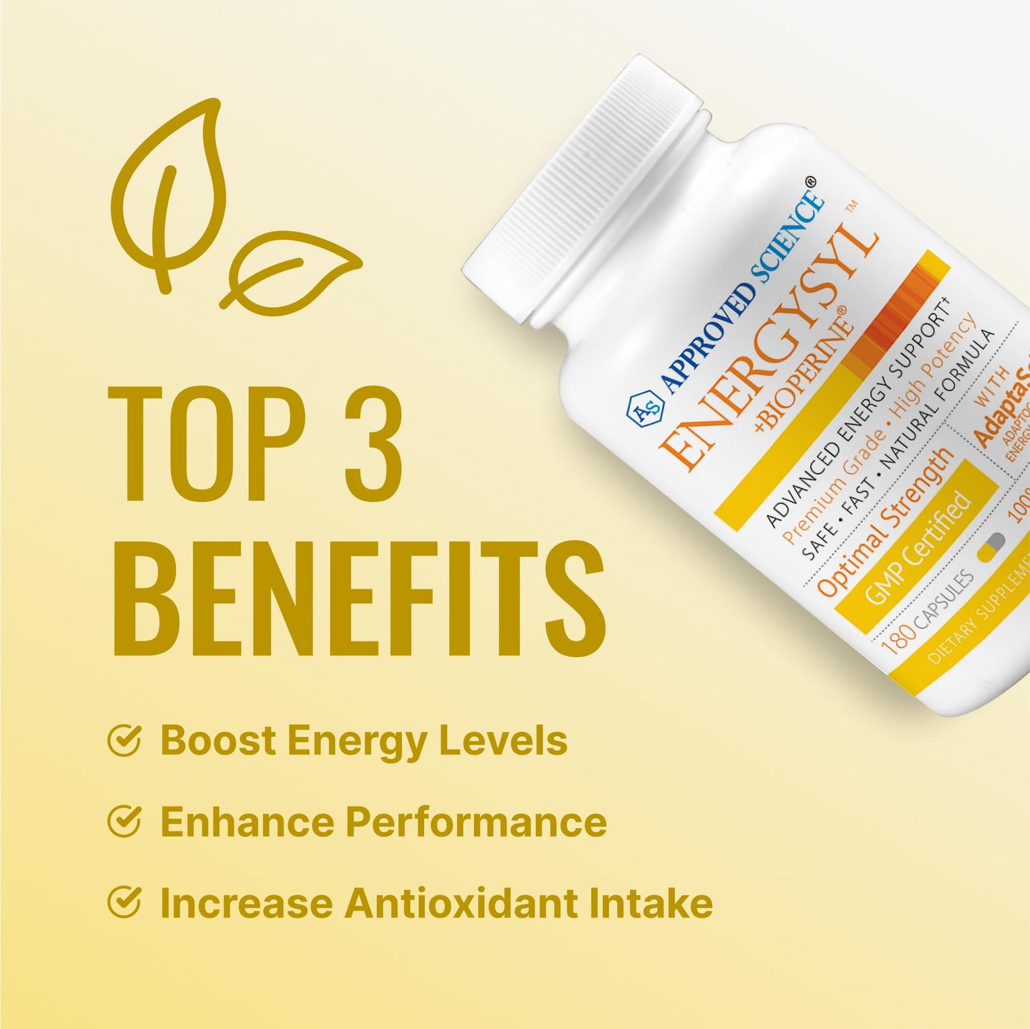 Approved Science Energysyl - Caffeine Free - with Adaptogens, B Vitamins, and Bioperine - 1 Month Supply - 60 Capsules - Made in The USA