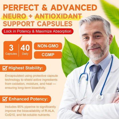 Totaria R Alpha Lipoic Acid 600mg - Stabilized ALA Supplement for Neuropathy Support Capsules, Nerve Health, Nervous System and Antioxidant, Non-GMO, Gluten Free, Vegan Safe 120 Counts