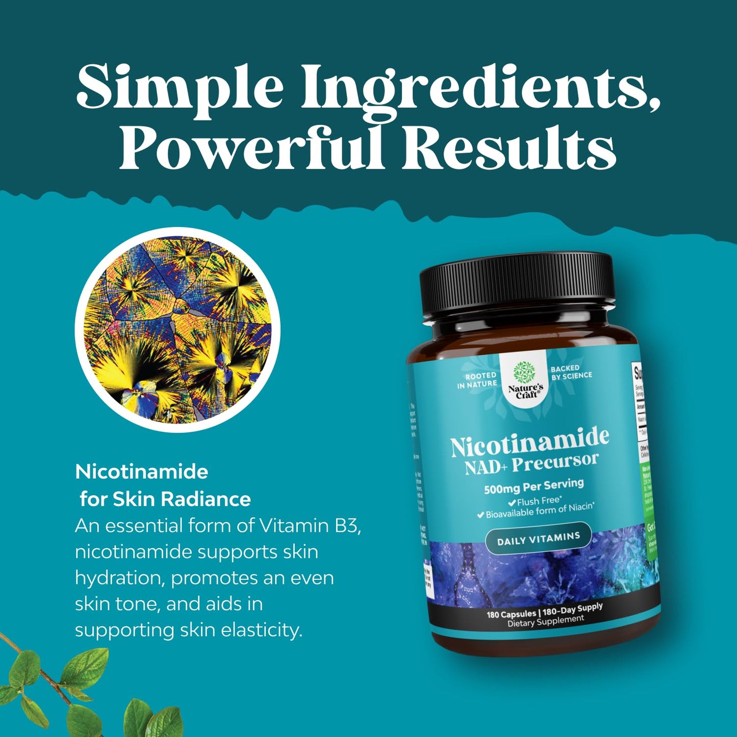 Vitamin B3 Niacinamide 500mg Capsules - Mitochondrial Energy and Potent Skin Supplement - Vitamin B3 Niacin Flush Free and Nicotinamide 500mg - Flush Free Niacin Supplement - 60 Count