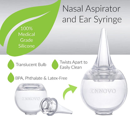 Innovo Hospital Grade Silicone Twister Bulb Baby Ear Syringe and Nasal Aspirator