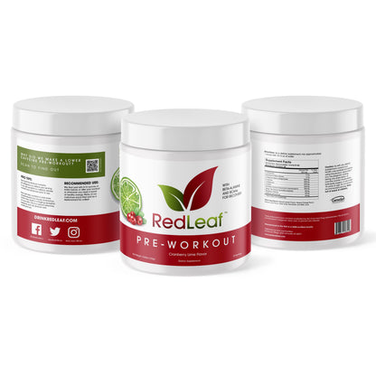 Red Leaf Pre Workout Energizer Powder, BCAA's, Beta-Alanine, Amino Acids and Green Tea