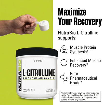 NutraBio L-Citrulline, Free Form Amino Acid, 5.3 oz (150 g)