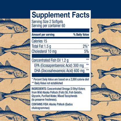 Wiley's Finest Wild Alaskan Fish Oil Prenatal DHA - 900mg EPA and DHA Omega-3s