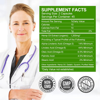 (2-Pack) High Potency Hemp Oil Capsules - 180 Veggie Softgels - 60,000 Maximum Strength, Immune System Support, Focus Calm, Relaxation, Mood, Pure Extract, Organic, Vegan, Non-GMO