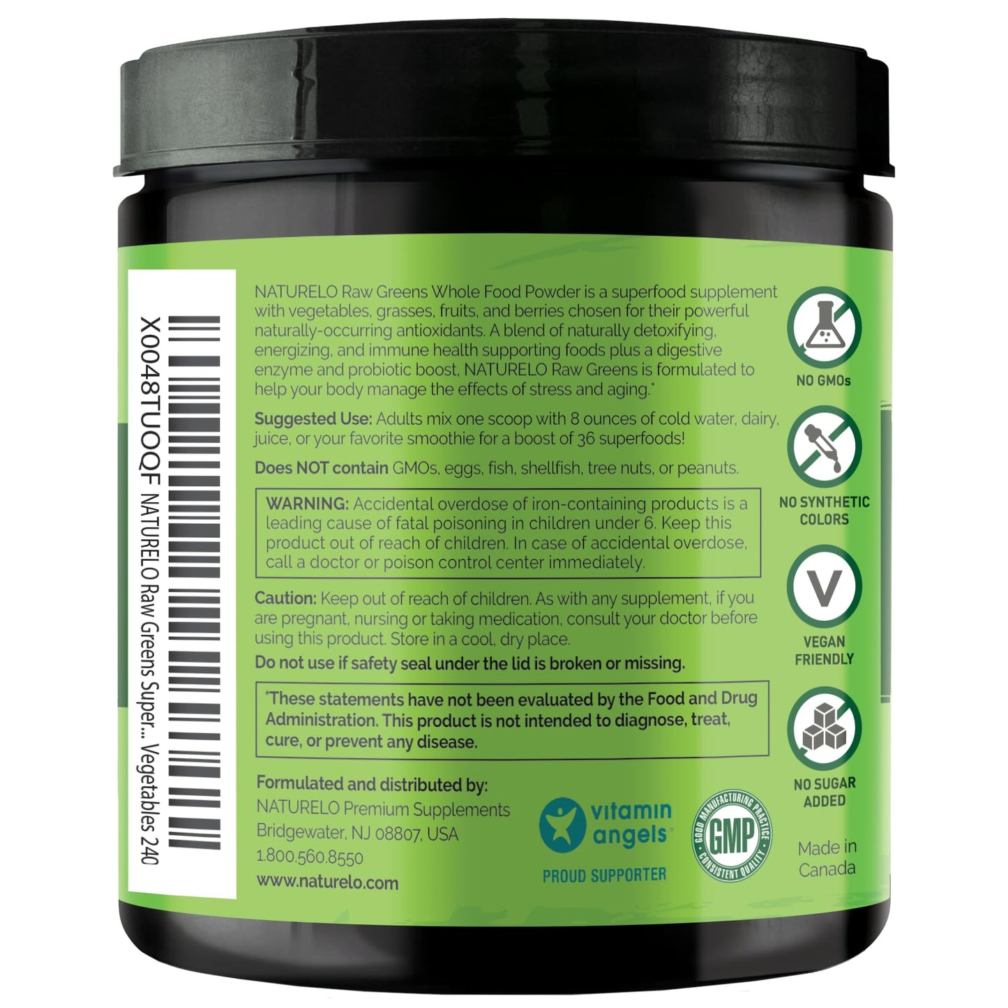NATURELO Raw Greens Superfood Powder 480 Grams, Mixed Berry - Supports Energy, Immunity and Detox - Includes Spirulina, Wheat Grass and Organic Greens for Whole Food Nutrition