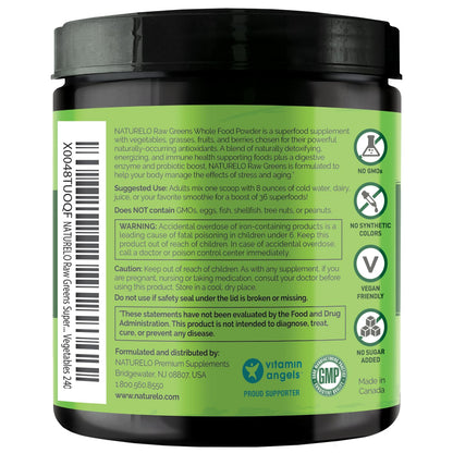NATURELO Raw Greens Superfood Powder 480 Grams, Mixed Berry - Supports Energy, Immunity and Detox - Includes Spirulina, Wheat Grass and Organic Greens for Whole Food Nutrition