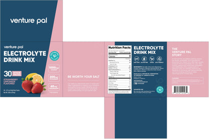 Venture Pal High Sodium Sugar Free Electrolytes Powder Packets, 16 Count | Hydration Packets with Sodium, Magnesium & Potassium, Vitamins, Zero Calories, Vegan, Keto & Paleo Friendly