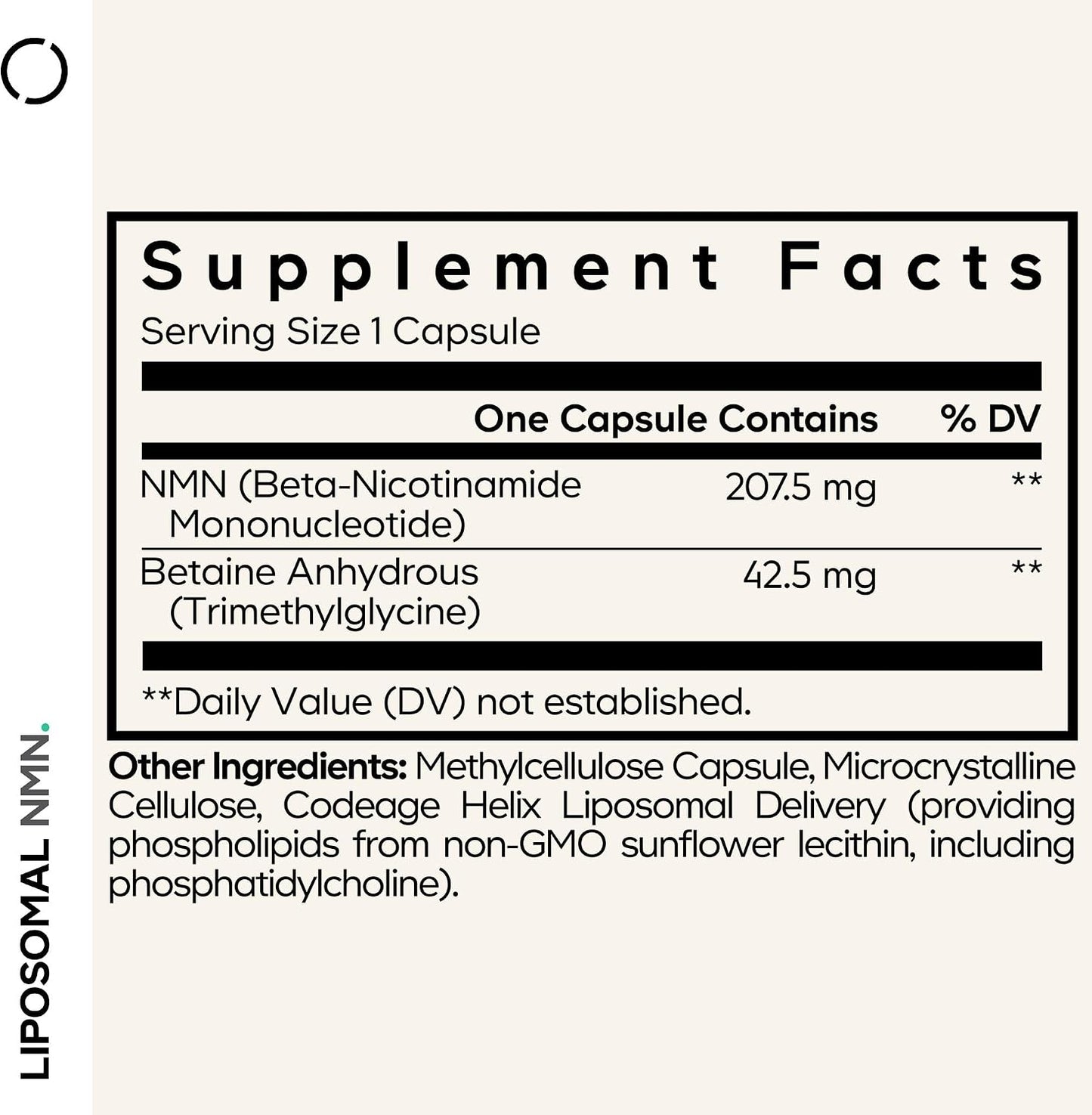 Codeage Liposomal NMN & TMG Supplement - Nicotinamide Mononucleotide NAD+ Precursor, Betaine Anhydrous Trimethylglycine TMG - NSF Certified -Non-GMO - 30 Capsules