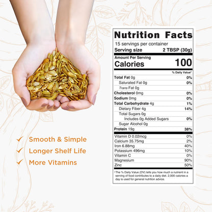Probase Nutrition, Pumpkin Seed Protein Powder, Unsweetened Plant-Based Pumpkin Protein Powder, Ideal for Post-Activity Support, Pumpkin Powder is Rich in Omega 3, 6, 9 | 1 lb, Cold Pressed | 19 Grams Plant Based Protein, Without Artificial Sweeteners, No