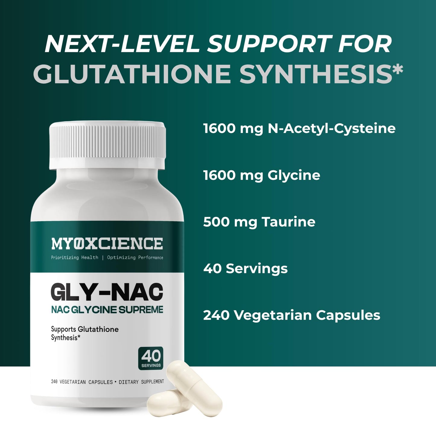 MYOXCIENCE NAC Glycine Supreme | N-Acetyl-L-Cysteine, Glycine, and Taurine Combination (Natural Peach and Pineapple Flavor) (30 Servings)