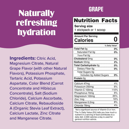 Ultima Replenisher Electrolyte Powder Drink Mix Bundle – Sugar Free – Grape, 90 Serving Canister and 20 Stickpacks – 6 Electrolytes and Minerals – Keto Friendly, Vegan, Non-GMO