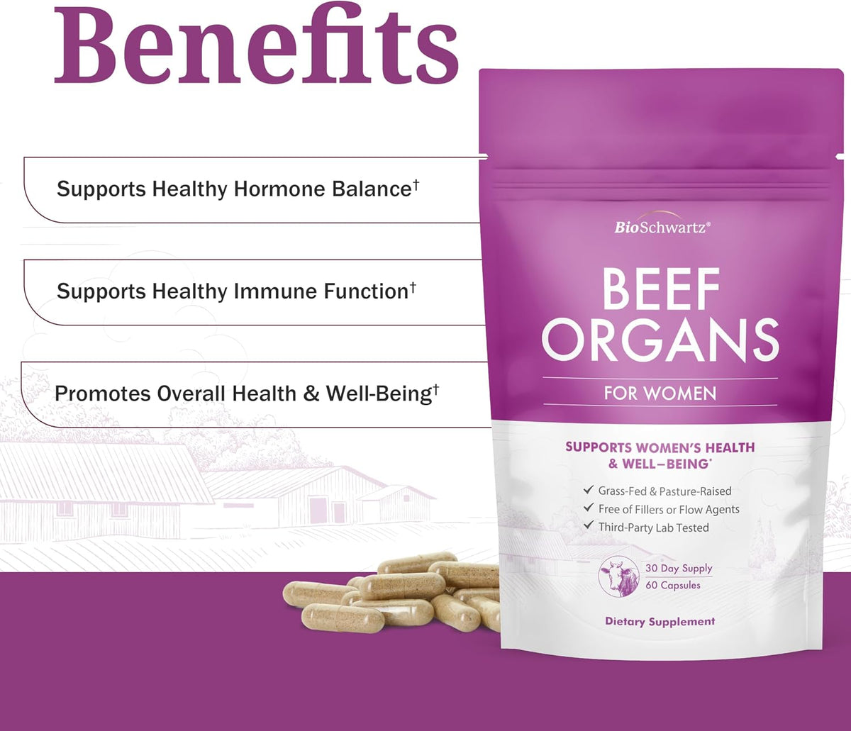 Primal Beef Organ Supplement for Women - Grass-Fed, 60 Capsules