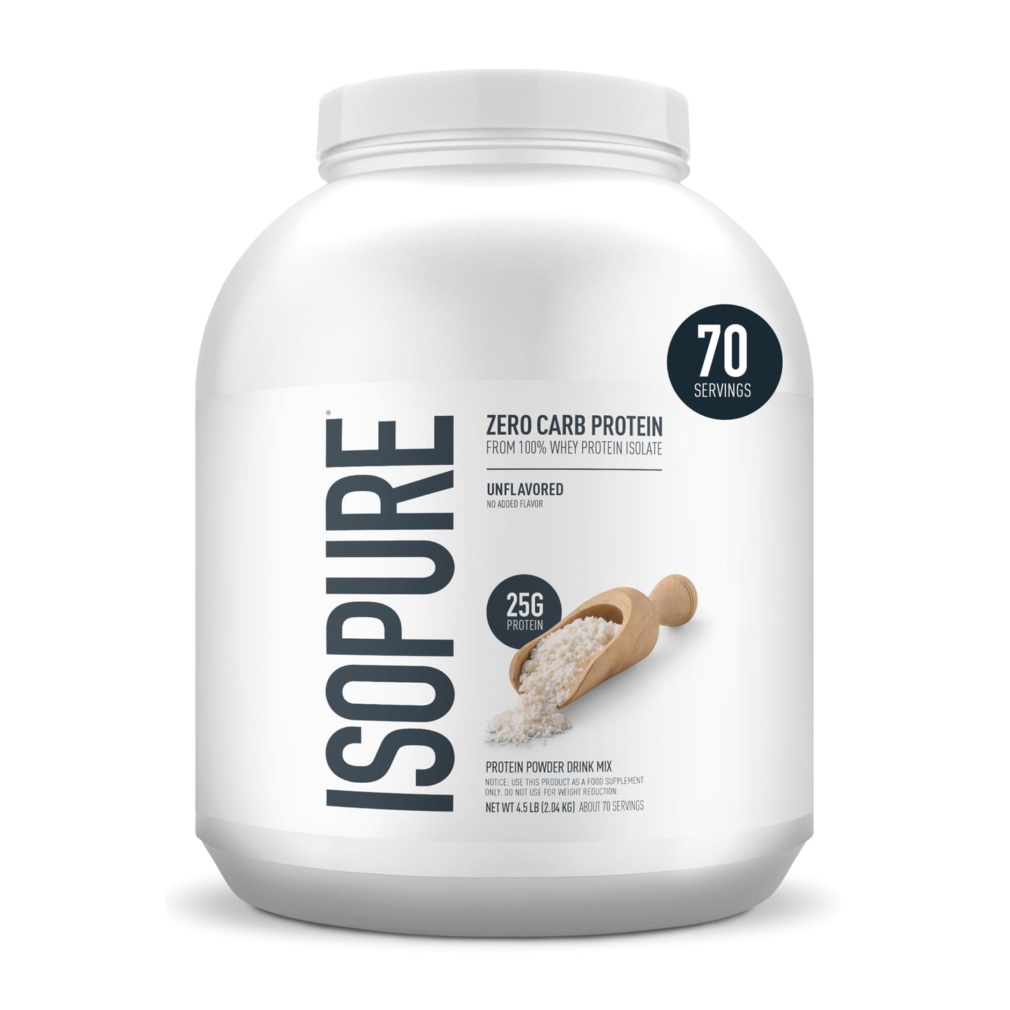 Isopure Zero Carb 100% Pure Whey Isolate Protein Powder, Gluten Free, with Vitamins, Unflavored, 25g Protein Per Serving, 1 Lb, 16 Servings (Packaging May Vary)