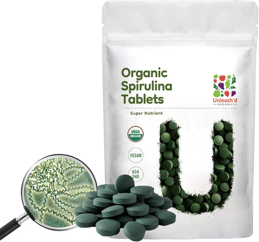 Unleash’d Organic Spirulina Tablets 16 oz – 100% Pure Plant-Based Superfood, Vegan, Non-GMO, Nutrient-Dense Daily Supplement