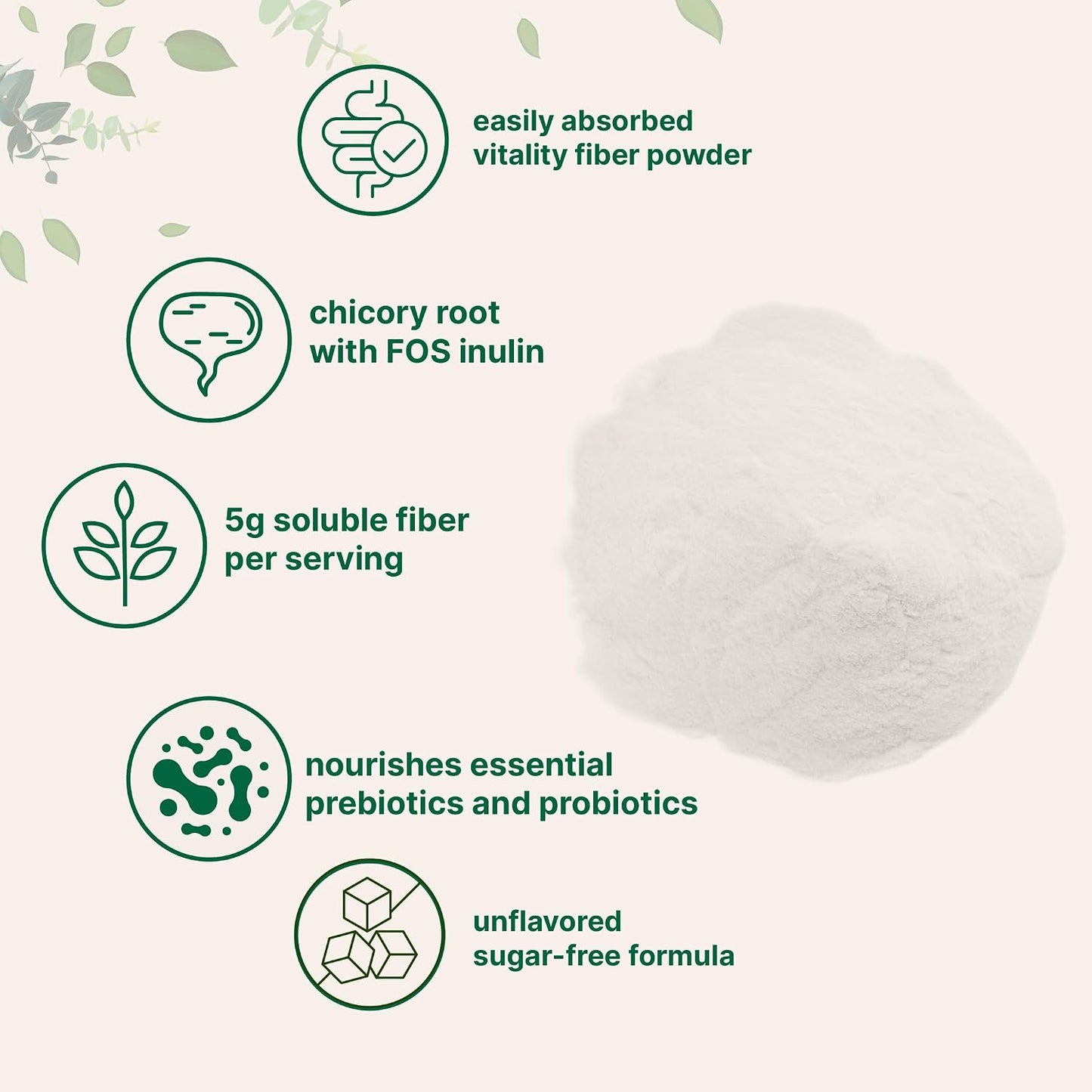 Micro Ingredients Vitality Prebiotic Fiber Powder, 1lb | Easy Mix Powder for Digestive & Gut Health | Daily Prebiotic Soluble Fiber Supplement for Women and Men | Unflavored, Sugar Free & Vegan