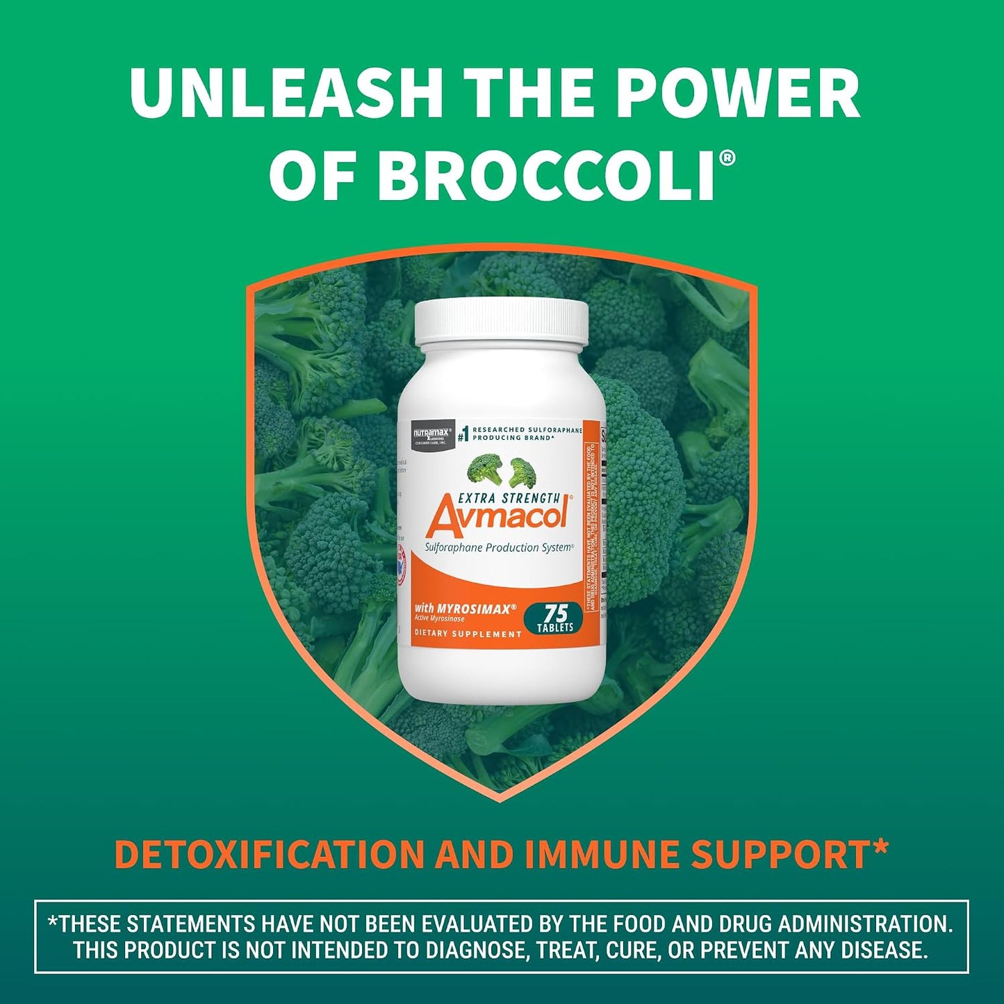 Nutramax Avmacol Extra Strength Sulforaphane Producing Supplement, 75 Tabs | Detoxification Support, #1 Researched Sulforaphane Producing Brand, with Glucoraphanin & Myrosinase, Published Studies