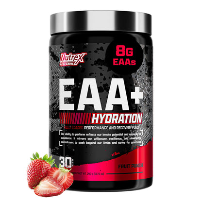 Nutrex Research EAA Hydration | EAAs + BCAA Powder | Muscle Recovery, Strength, Muscle Building, Endurance | 8G Essential Amino Acids + Electrolytes | Strawberry Watermelon 30 Serving