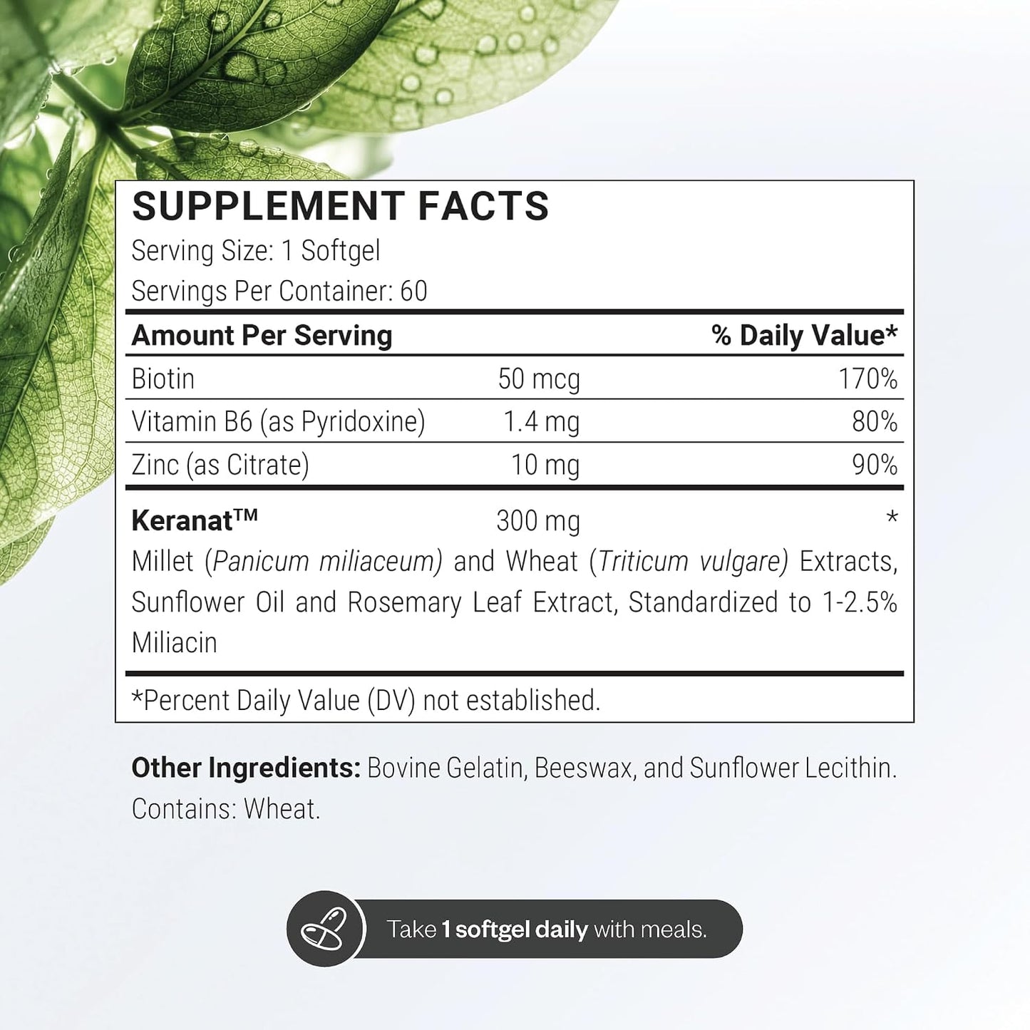 Supersmart - Keranat (Advanced Formula with Biotin) - Hair Supplement for Volume & Growth - Hair Loss Vitamins | Non-GMO & Gluten Free - 60 Softgels