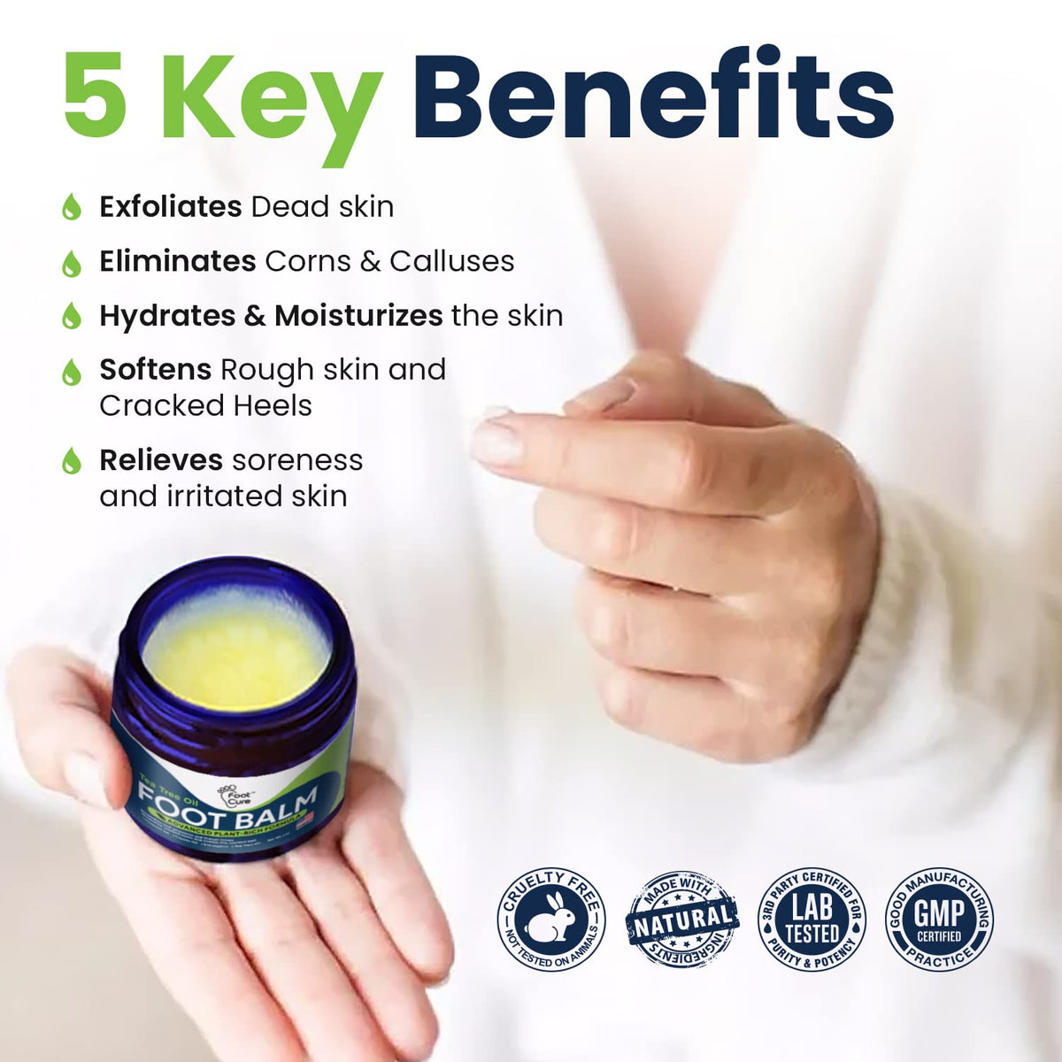 Tea Tree Oil Foot Balm/ Moisturizer For Dry Cracked Feet - Instantly Hydrates & Soothes