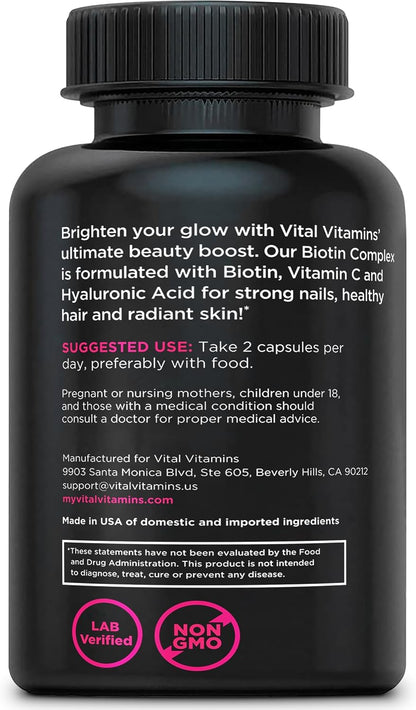 Vital Vitamins Hyaluronic Acid Hydration Complex 60 ct + Biotin Complex 60 ct