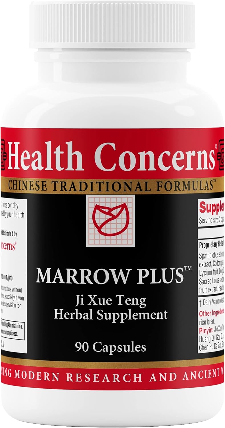 Health Concerns Marrow Plus – Bone Marrow & Blood Generation Herbal Supplement – Chinese Herbal Formula for Anemia, & Circulation Support – Astragus, Salvia, & Tangerine Extracts – 90 Capsules