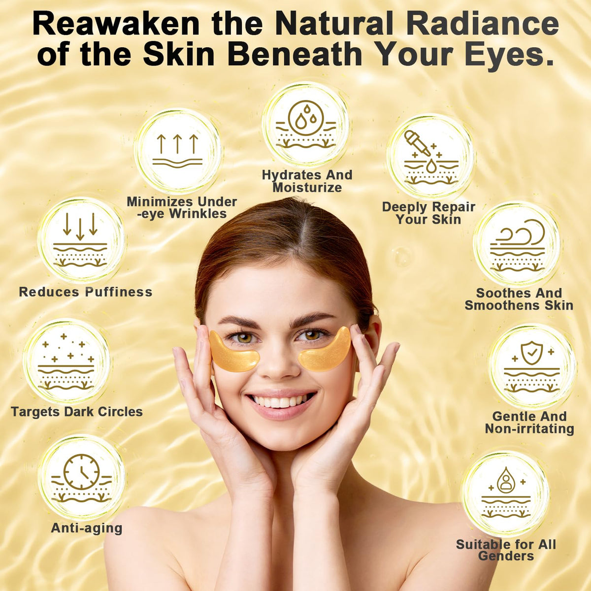 Under Eye Patches (36 Pairs) - 24K Gold Eye Masks Treatment for Eye Bags, Puffy Eyes