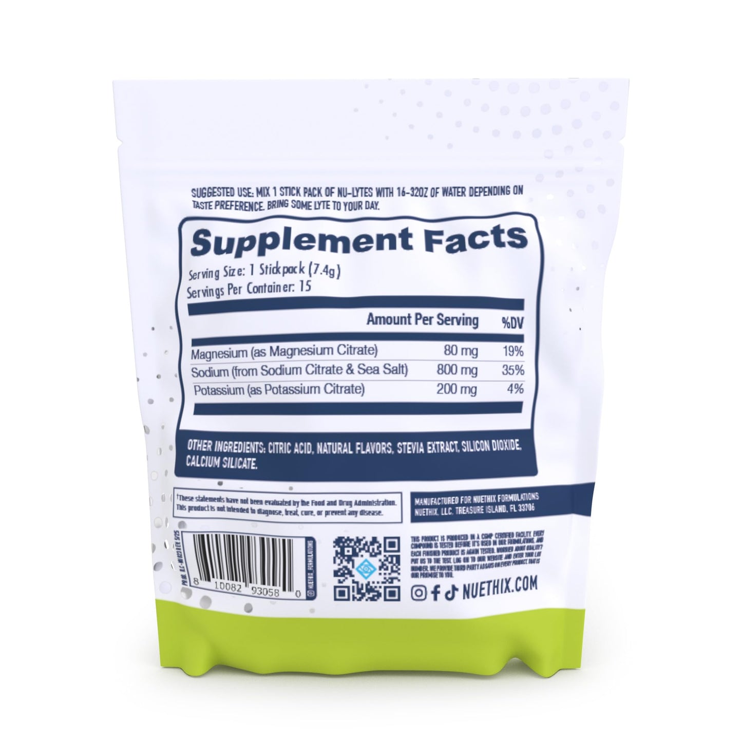 NuEthix Formulations NU-LYTES Electrolytes Hydration Packets, Zero Calories, Zero Sugar, Zero Carbs, Non-GMO, Electrolytes Powder Packets, Glycogen Replenishment, 15 Servings (Watermelon)