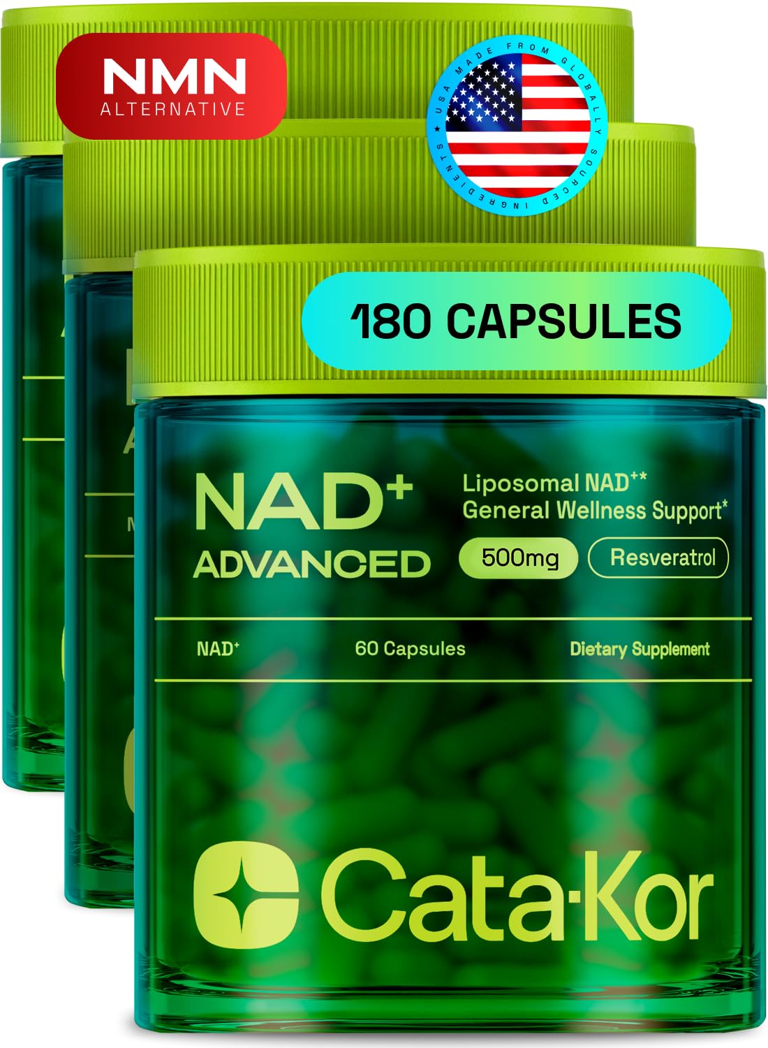 Cata-Kor Liposomal NAD+ Supplement with Resveratrol – Advanced NAD Resveratrol