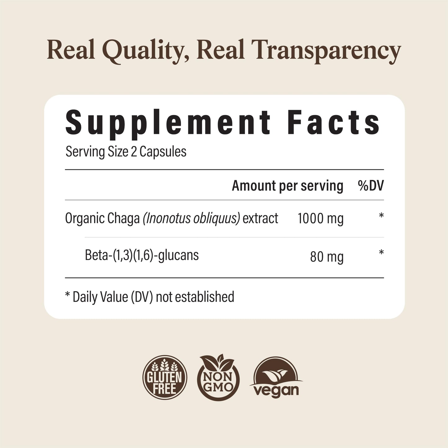 Real Mushrooms Chaga Mushroom Capsules – Organic Chaga Extract Powder with Extract Powder for Wellness & Energy Support– Vegan, Non-GMO, 120 Capsules – Organic Mushroom Supplement