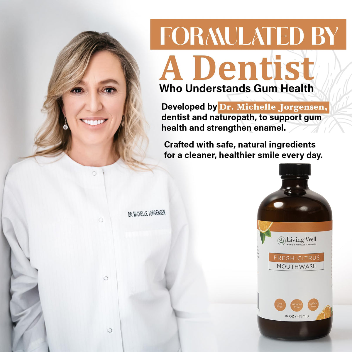 Living Well Dr. Michelle Remineralizing Mouthwash, Cool Mint