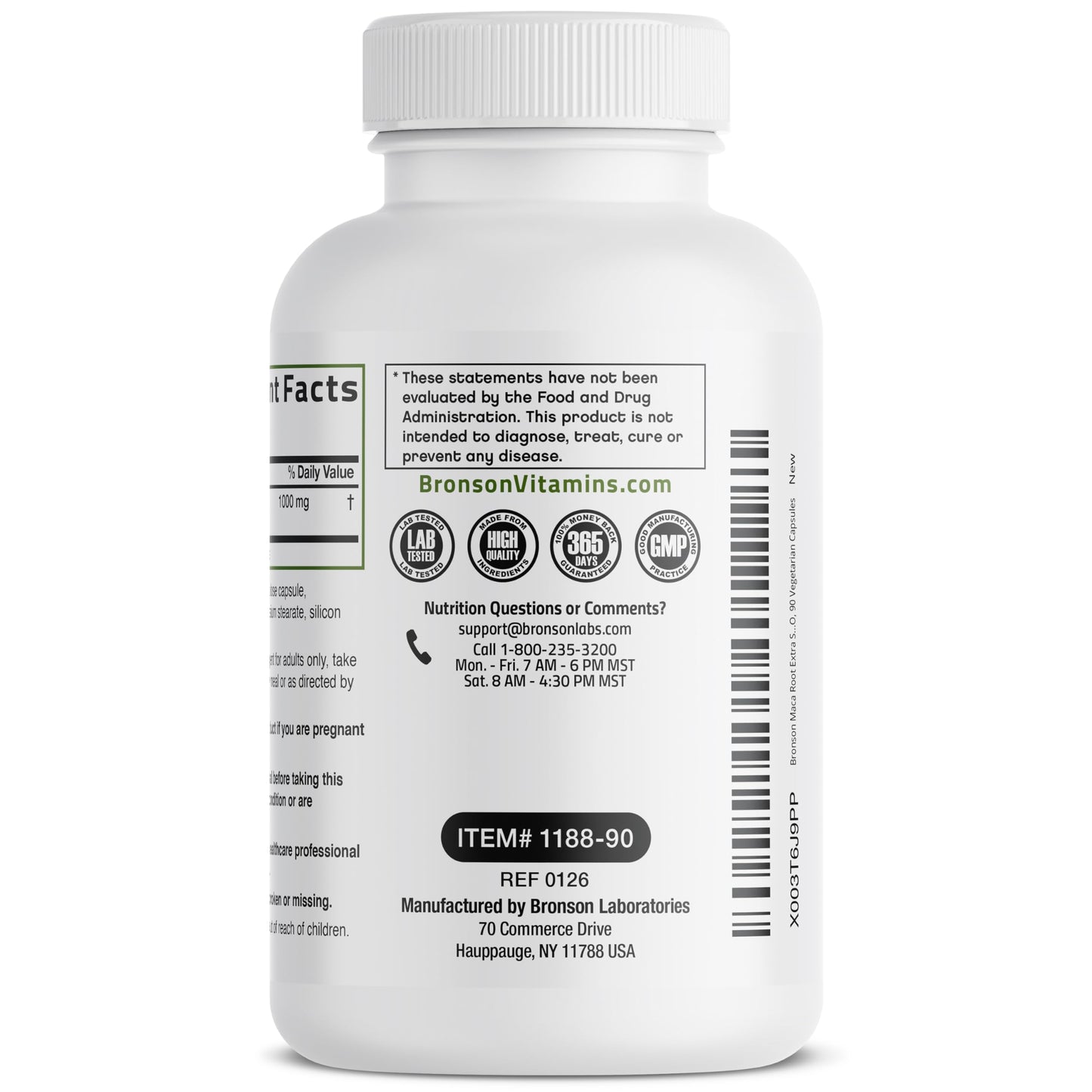 Bronson Maca Root Extra Lepidium Meyenii, Non-GMO, 90 Vegetarian Capsules