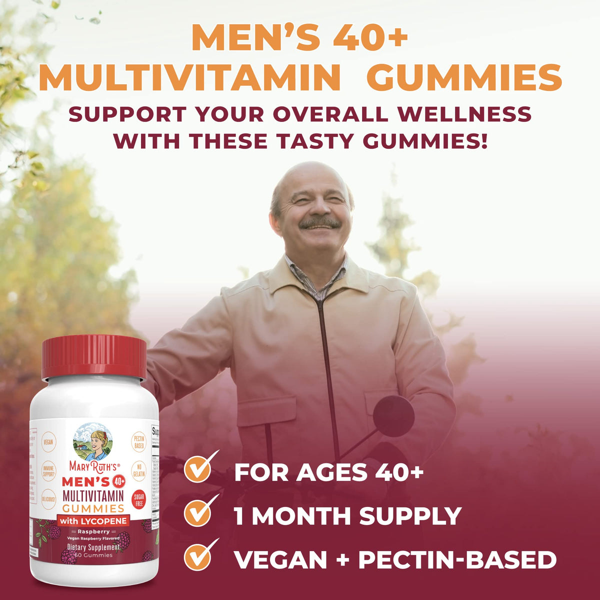 MaryRuth Organics Multivitamin for Men 40+ | Sugar Free | Vegan Mens Vitamins
