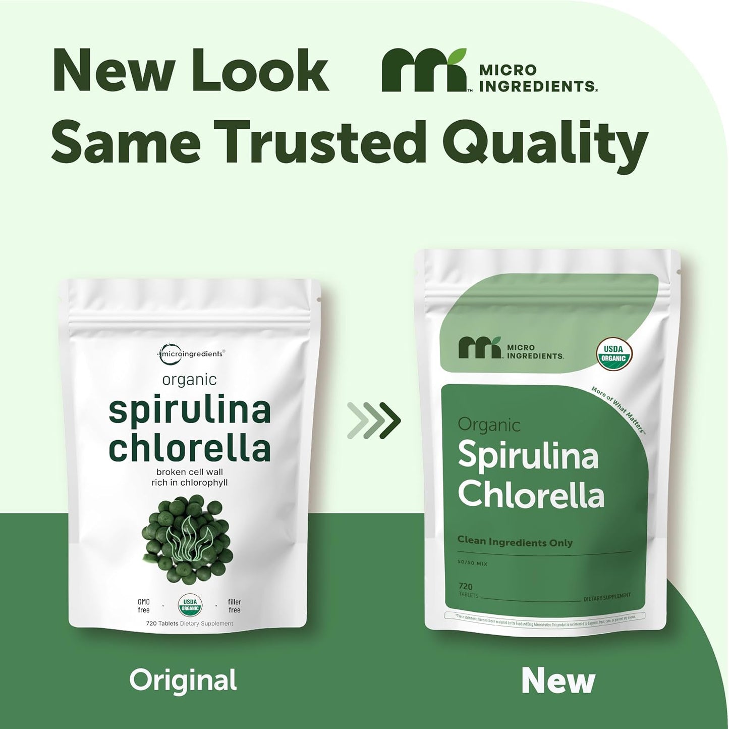 Micro Ingredients Organic Spirulina Chlorella Tablets, 720 Count | 4 Month Supply | 50/50 Algae Blend | Broken Cell Wall | Non-GMO, Filler Free