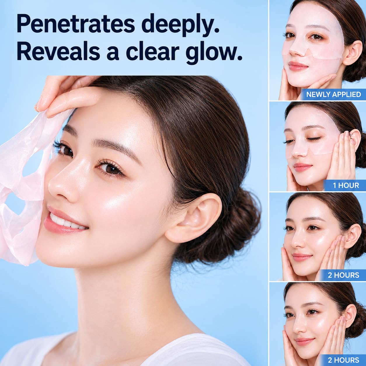 PDRN Hydrogel Face Mask — Collagen Face Mask, 99% Salmon DNA PDRN(34ml X 5) | PDRN, Collagen & Hyaluronic Acid for Intense Hydration, Smooth-Looking Skin — +177% Surface Hydration & −75% Pore Appearance