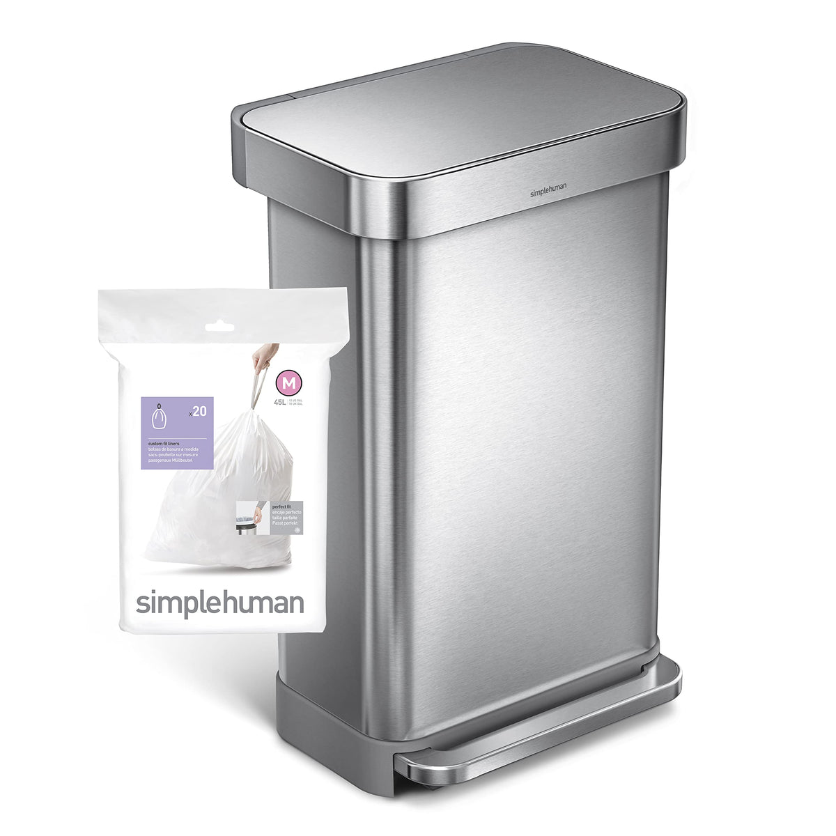 simplehuman Code M Genuine Custom Fit Drawstring Trash Bags in Dispenser Packs