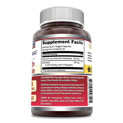Amazing Formulas Quercetin 800mg with Bromelain 165mg, 120 Veggie Capsules Supplement | Non-GMO | Gluten Free | Made in USA