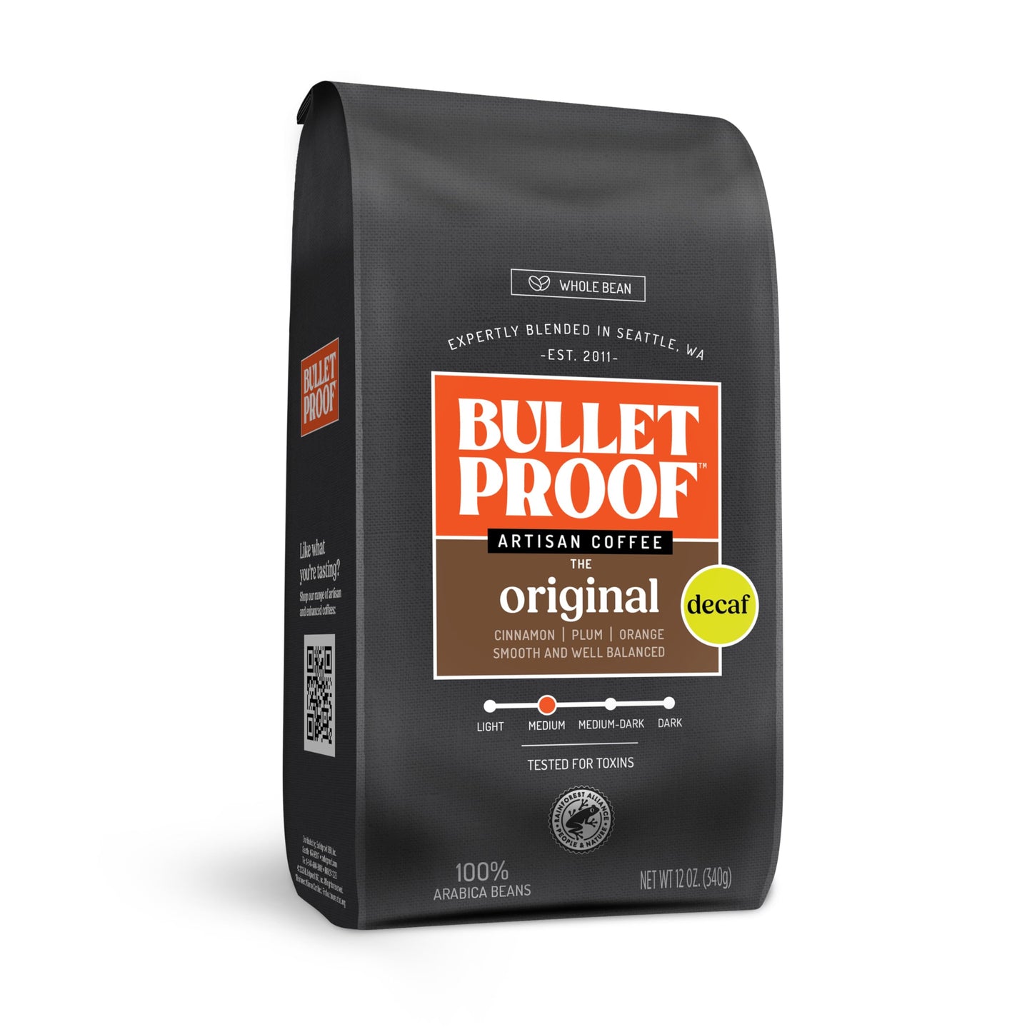 Bulletproof Original Medium Roast Whole Bean Coffee, 12 Ounces, Clean Coffee Tested for Toxins