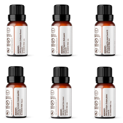 GuruNanda Essential Oils (Set of 12) with Wooden Storage Gift Box- 100% Pure & Undiluted Oils- Perfect for Aromatherapy, Massage, Beauty, Hair Care & Diffusers (Contains 6 Blends & 6 Singles)