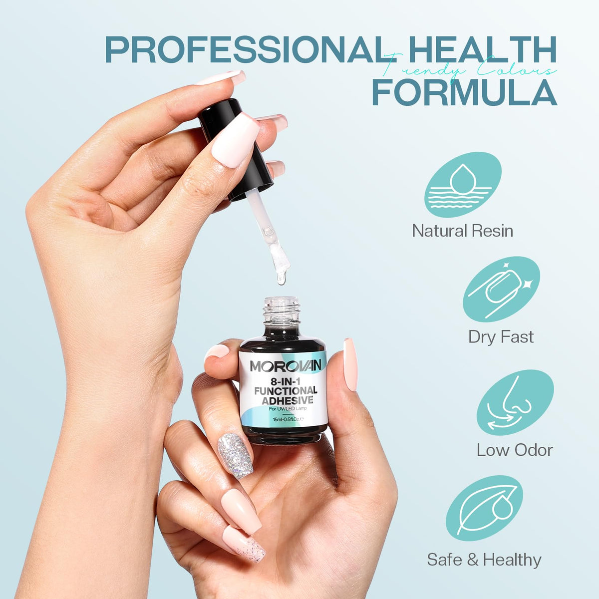 Morovan Builder Gel for Nails: Clear 8 in 1 Builder Gel with Gel Top Coat and Base Coat
