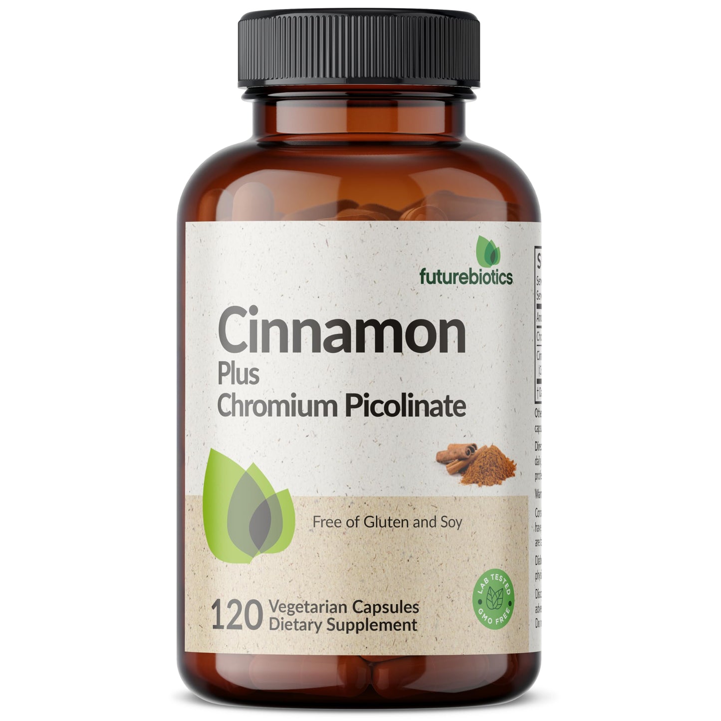 Futurebiotics Cinnamon Plus Chromium Picolinate Supplement, High Potency Chromium, Non-GMO, 120 Vegetarian Capsules