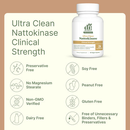 Dr. Murray's Ultra Clean Nattokinase - Supports Healthy Blood Circulation & Fibrinolytic Activity | Vegan Delayed Release Capsules | Non-GMO, Gluten Free | 30 Count