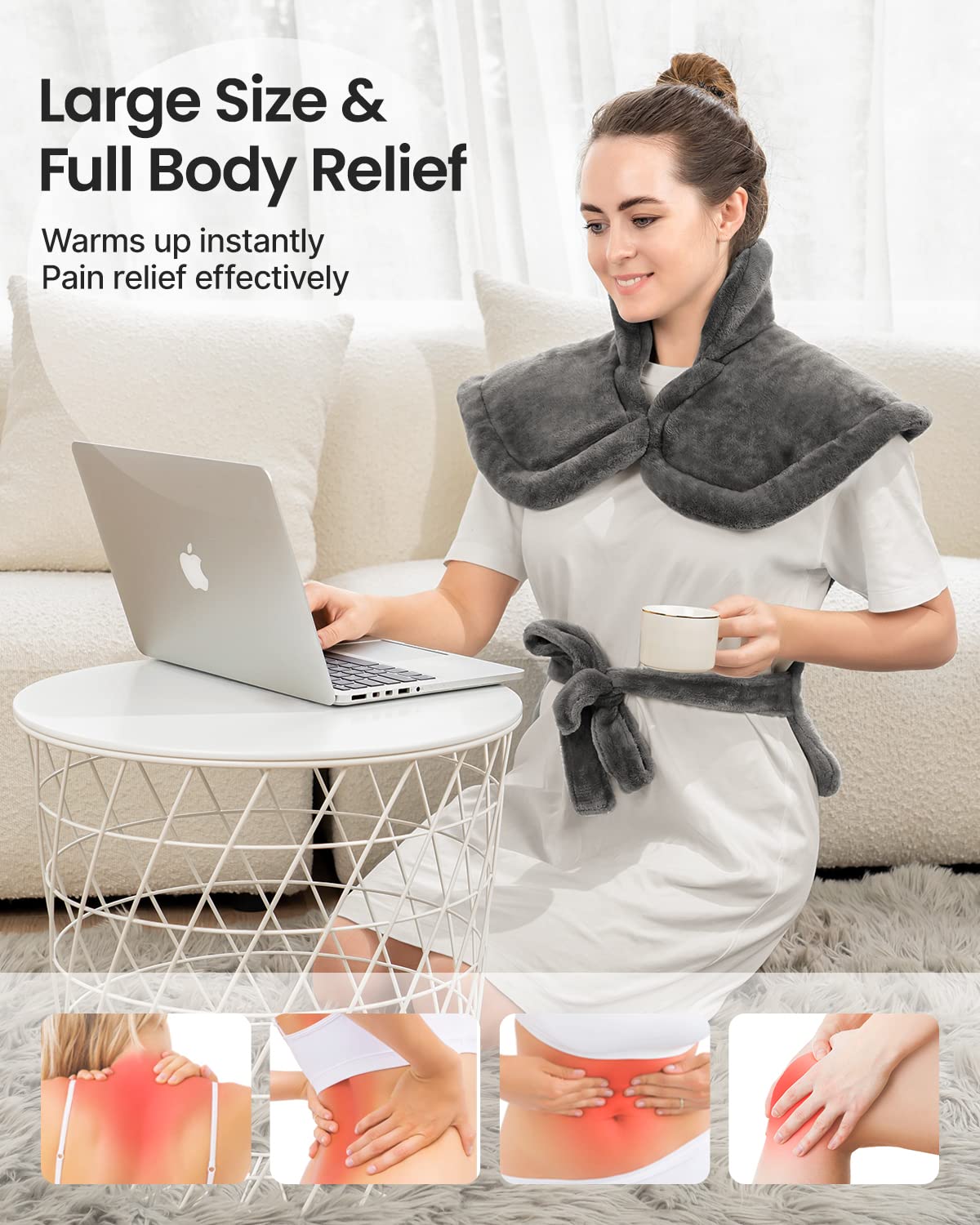 RENPHO Weighted Heating Pad for Back Pain Relief, FSA HSA Eligible, Electric Heat Pads