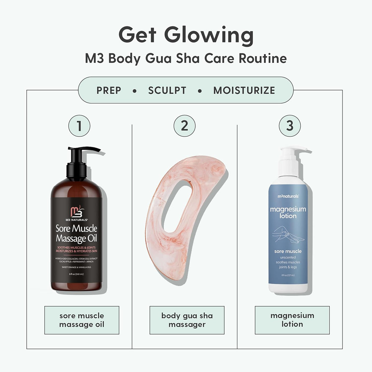Body Gua Sha Tool for Lymphatic Drainage & Cellulite, Pink, Large by M3