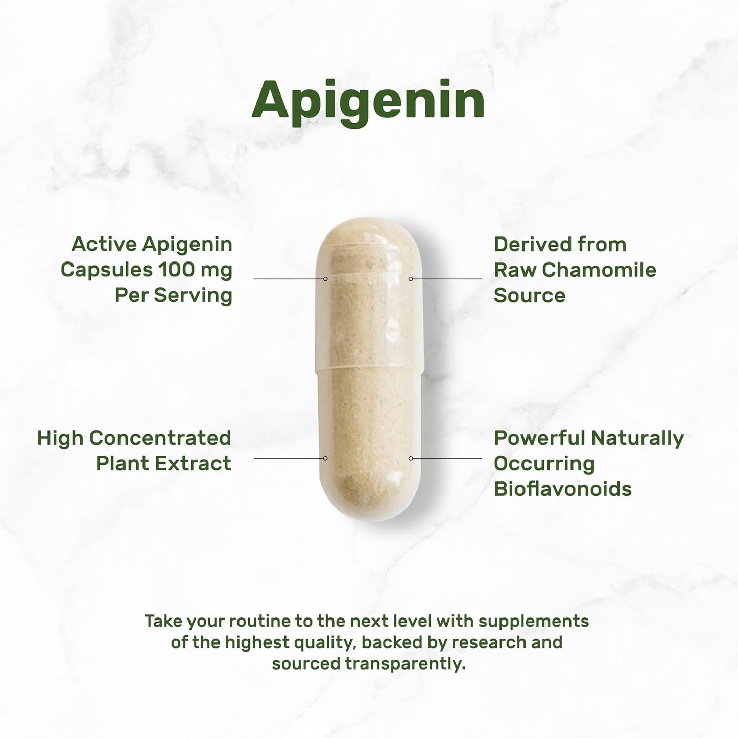 Apigenin, 100mg Per Serving, 240 Capsules – Raw Plant Extract from Chamomile Flower – Active Bioflavonoids & Antioxidants – Sleep & Relaxation Supplement – Non-GMO