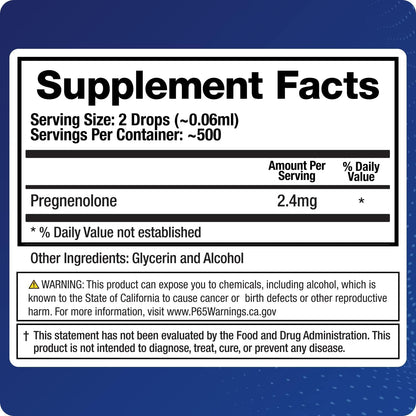 BioMatrix Pregnenolone Supplement, Sublingual Micronized Liquid for Memory, Mood, Brain Health | 3X Better Absorption Than Capsules (30 ml) - 30-60 Day Supply