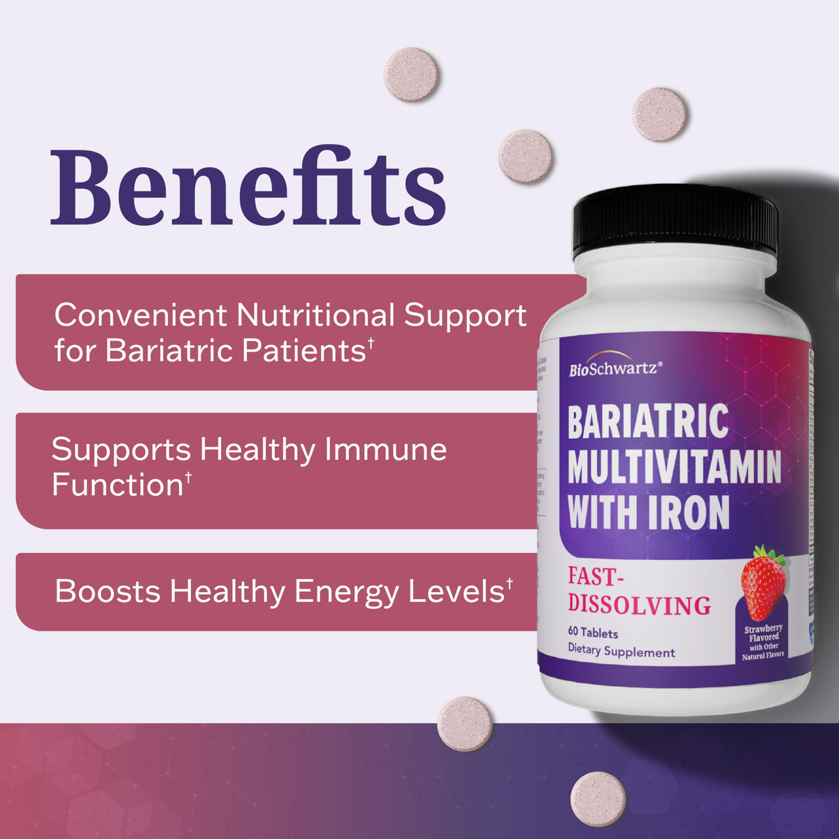 Bariatric D3 K2 Dissolvable Tablets - 90 Cherry-Strawberry Tablets