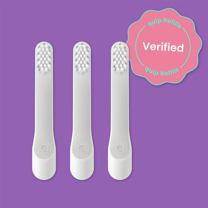 quip Sonic Toothbrush Small Replacement Heads for Kids, 9 Months, 3 Pack