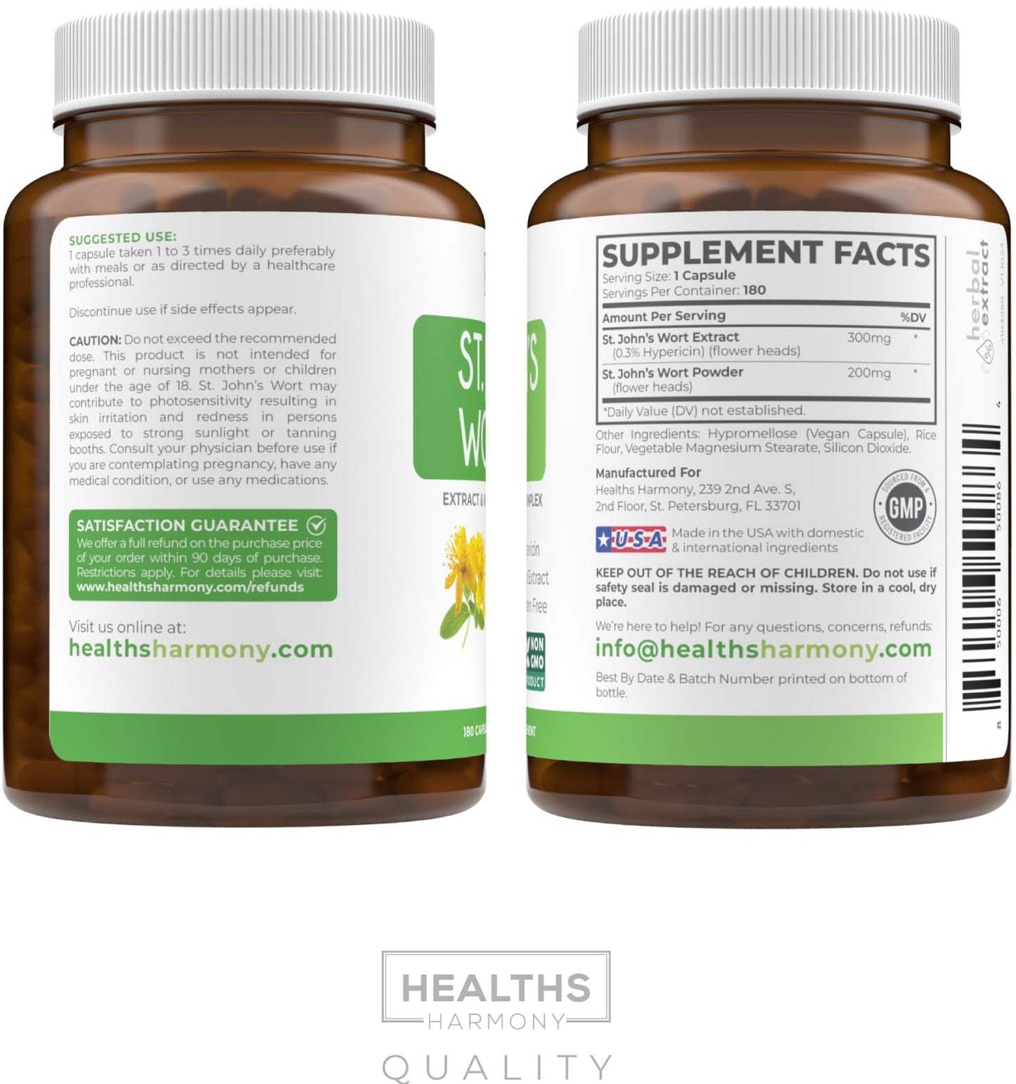 St John's Wort Capsules - Powerful & Potent Saint John's Wort Extract & Whole Herb Complex Standardized to 900mcg Hypericin for Balancing Daily Mood Support - Vegan Non-GMO & Lab Verified (120 Caps)